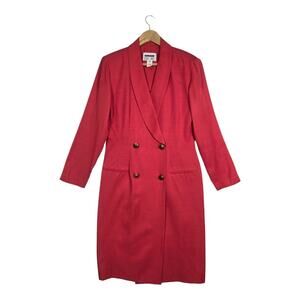 VTG 80s Lois Synder Dani Max Coat Dress Sz 10* Coral Double Breasted Career USA